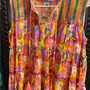 ivy jane Multi-Color Floral Tiered Tunic (Pink, Orange, Yellow, Green, Purple)